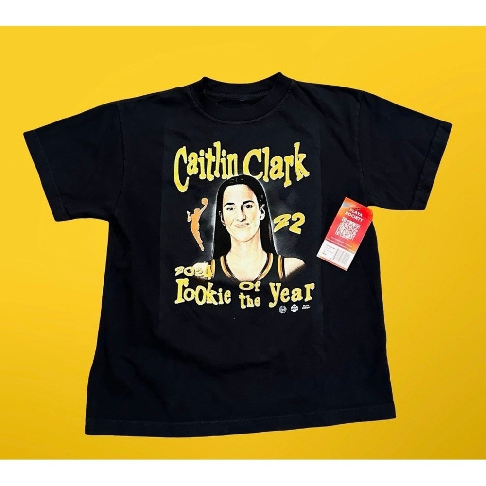 Caitlin Clark 2024 Rookie of the Year Youth XL T-Shirt Black Basketball